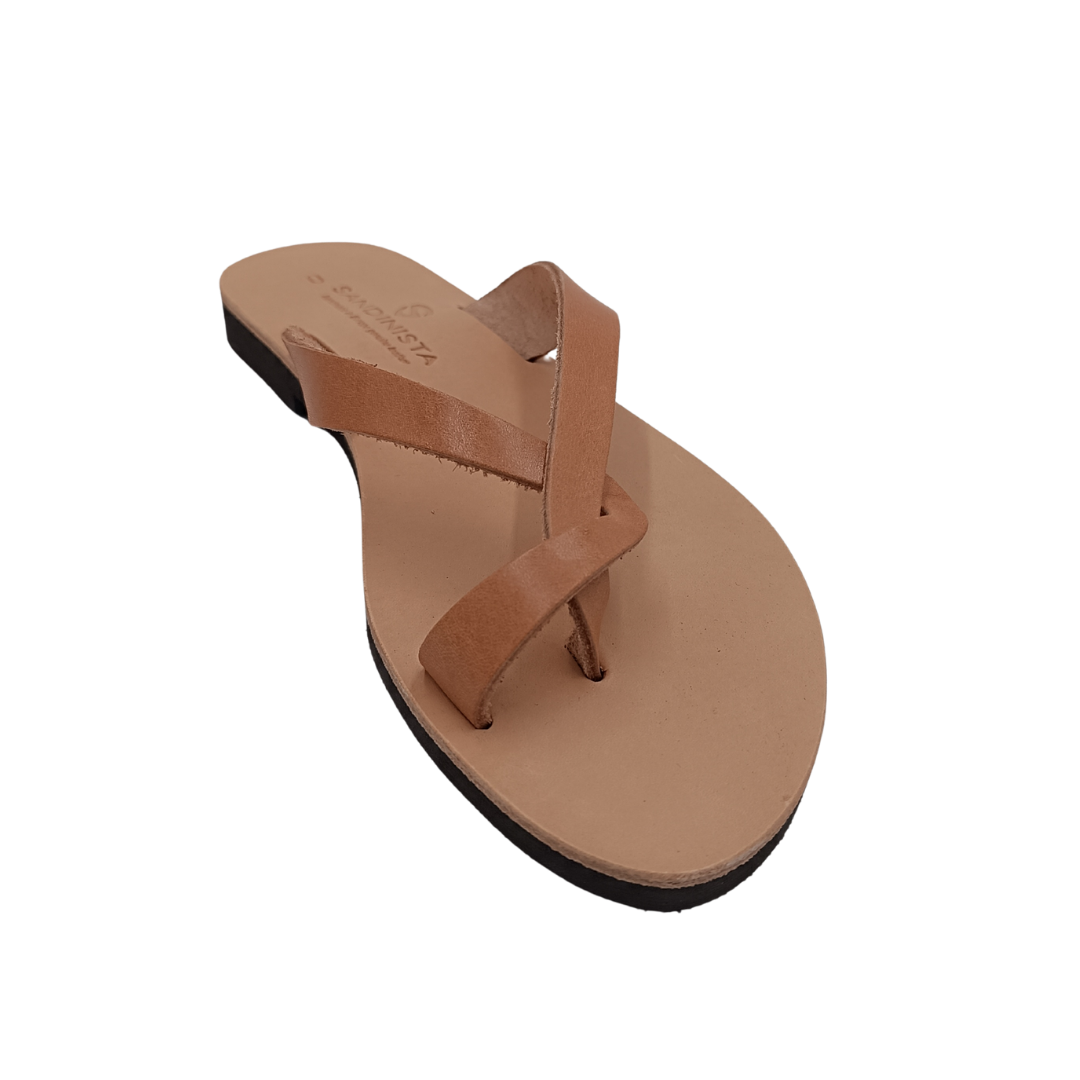Damen-Pantoletten SANDINISTA S4224A Leder, beige mit geflochtenen Riemen und Zehensteg