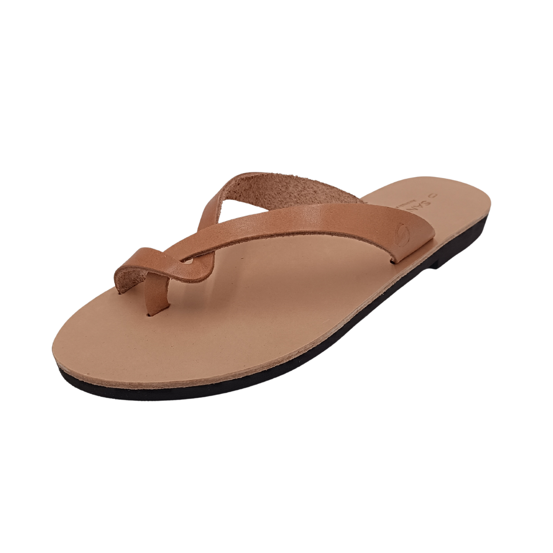 Damen-Pantoletten SANDINISTA S4224A Leder, beige mit geflochtenen Riemen und Zehensteg