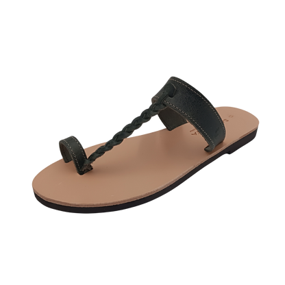 Women's sandals SANDINISTA S4107A dark green, leather, braided minimalist