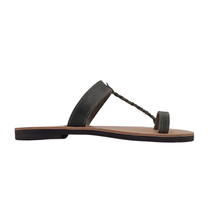 Women's sandals SANDINISTA S4107A dark green, leather, braided minimalist