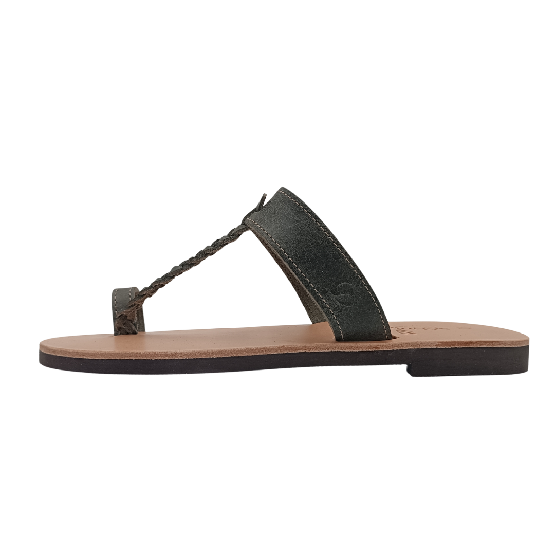 Women's sandals SANDINISTA S4107A dark green, leather, braided minimalist