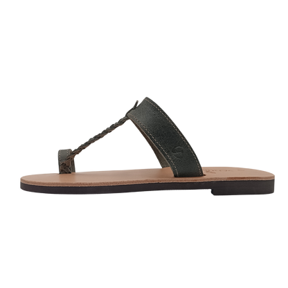 Women's sandals SANDINISTA S4107A dark green, leather, braided minimalist