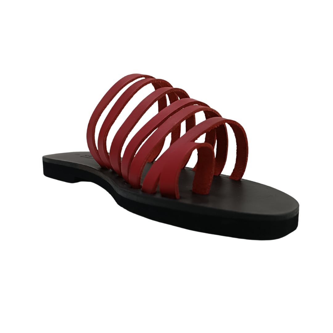 Women's flip-flops SANDINISTA S4155A leather red Roman minimalist