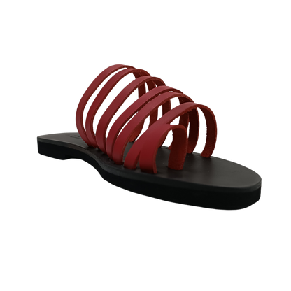 Women's flip-flops SANDINISTA S4155A leather red Roman minimalist
