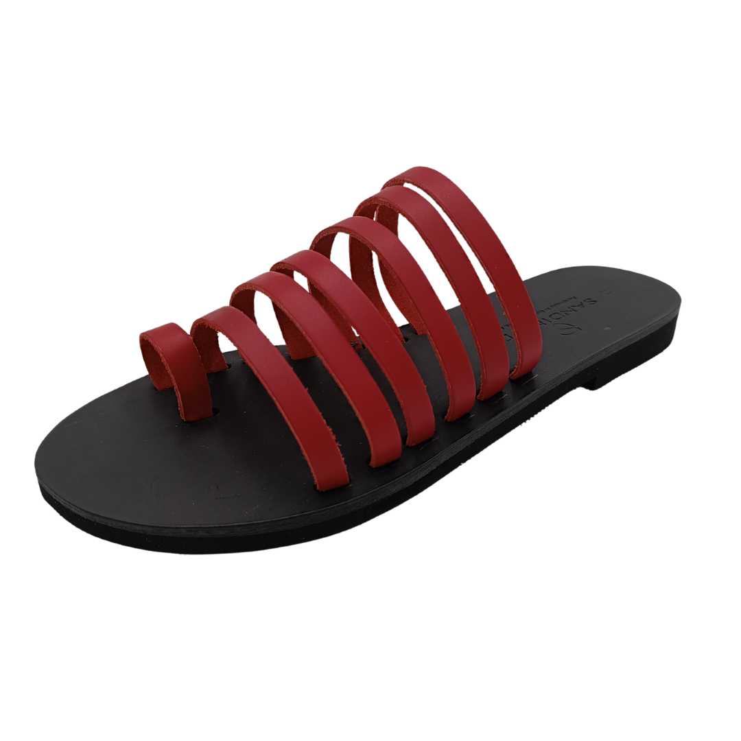 Women's flip-flops SANDINISTA S4155A leather red Roman minimalist