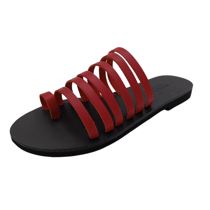 Women's flip-flops SANDINISTA S4155A leather red Roman minimalist