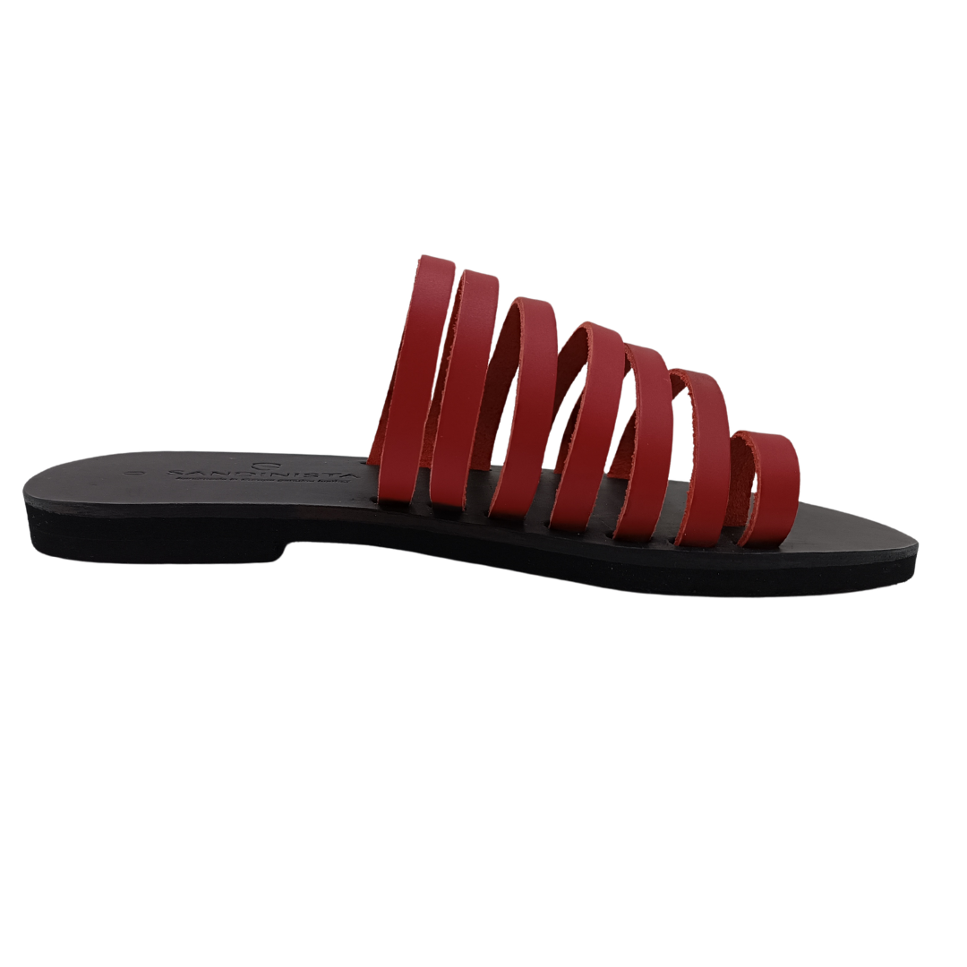 Women's flip-flops SANDINISTA S4155A leather red Roman minimalist