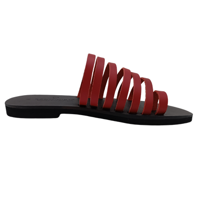 Women's flip-flops SANDINISTA S4155A leather red Roman minimalist