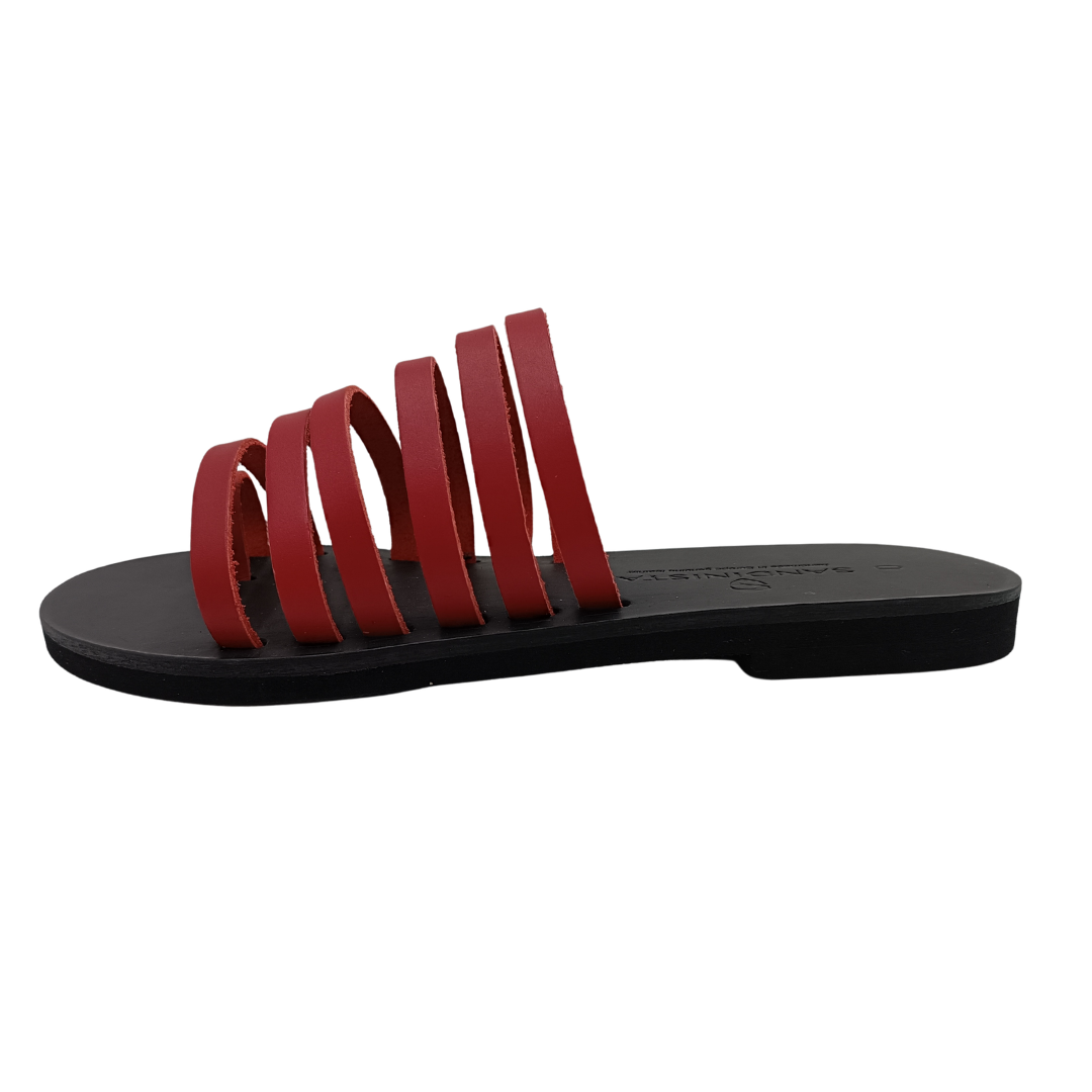 Women's flip-flops SANDINISTA S4155A leather red Roman minimalist