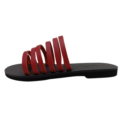 Women's flip-flops SANDINISTA S4155A leather red Roman minimalist